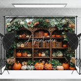 Aperturee - Aperturee Greenhouse Bookshelf Pumpkins Autumn Photo Backdrop